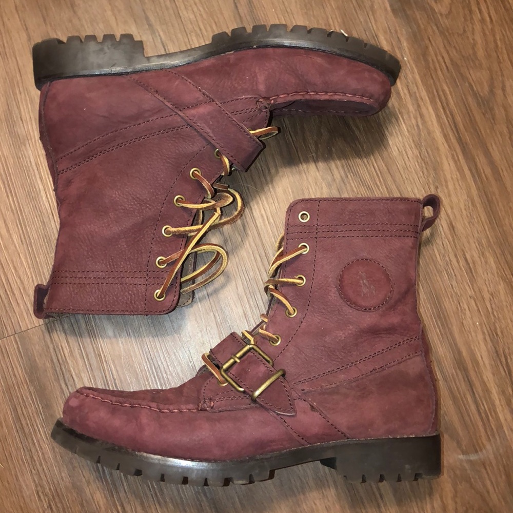 Burgundy Polo Buckle Boots